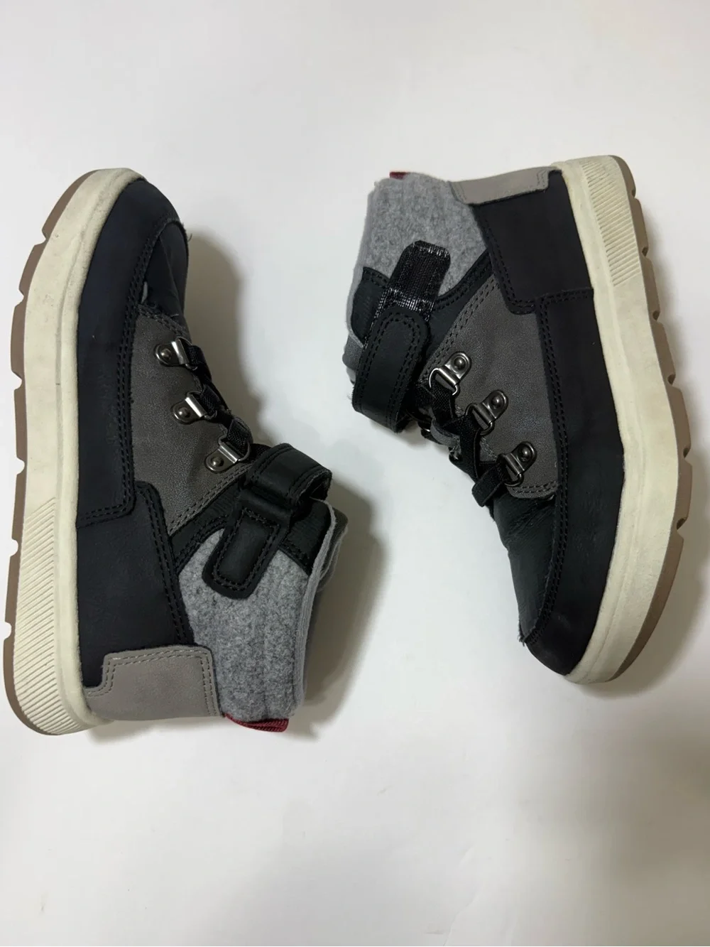 Cat & Jack Gray & Black High Top Sneakers with Hook & Loop - Boys Size 13